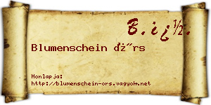 Blumenschein Örs névjegykártya