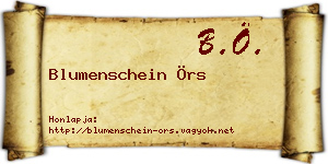 Blumenschein Örs névjegykártya